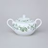 Cukřenka s oušky s víčkem bez výřezu 300 ml, zelený cibulák, Český porcelán a.s.
