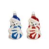 Christmas Glass Bear Ornament with Stocking, 7 cm, Czech Ornaments MIJA