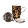 Tea Cup 0,4 l with Lid and Strainer Gustav Klimt - Tree of Life, 11,5 / 8 / 14 cm, Fine Bone China, Goebel