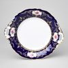 440: Cake plate w/handles 27 cm, Sonáta, cobalt + gold + roses, Leander Loučky
