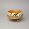 Bowl footed 20 x 11 cm, gold + enamel flowers, Bohemia