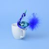 Christmas glass decoration Swan 11 cm - blue green, Czech hand made