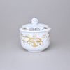 Cukřenka bez oušek s víčkem bez výřezu 200 ml, zlatý Cibulák, Český porcelán z Dubí