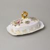 Máslenka na 250 g máslo, Tři Grácie, Zlatý listr, porcelán QueensCrown