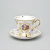 Šálek vysoký 180 ml a podšálek 15,5 cm kávový, Tři Grácie, zlatý listr, Marie Tereza Carlsbad