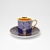 Cup 100 ml mocca and saucer 11,5 cm Sabina, inner gold, dark blue, Leander Loučky