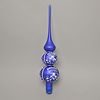 Onion Pattern Christmas Tree Glass Tip 35 cm, Matt Blue, Czech Hand Made Decorations