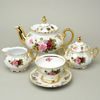 Tea set for 6 persons, Cecily roses, QueensCrown porcelain