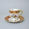 Cup tall 170 ml + sacuer 16 cm coffee, The Three Graces, gold + ruby red, Queens Crown