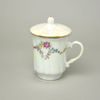 Mug Devon with lid 270 ml - pearl + gold + rose decor, Thun 1794 karlovarský porcelán