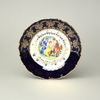 Plate dessert 19 cm, The Three graces + cobalt + gold, Queens porcelain