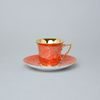 Cup 80 ml and Saucer mokka Windsor, Orange + Golden flowers, Leander 1907 Loučky