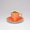 Cup 100 ml espresso + saucer 10,5 cm, inside gold, orange, Leander 1907