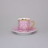 Cup 100 ml mocca + saucer 11,5 cm Sabina, inner gold, outside rose, Leander Loučky