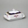 440: Butter dish for 250 g butter, Sonáta, cobalt + gold + roses, Leander Loučky