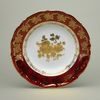 Plate deep 23 cm, ruby + gold rose, Carlsbad porcelain