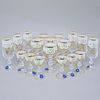 18 pcs. Claudia glass set, enamel flowers + gold, Novovborské sklo