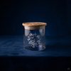 Glass Food Storage Jar with Wooden Lid, 10 cm, Onion Pattern
