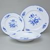 Plate Set for 6 people, Thun 1794, Carlsbad Porcelain, BERNADOTTE Blue Rose, Blue line