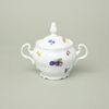 Sugar bowl 220 ml, Thun 1794 Carlsbad porcelain, BERNADOTTE plums and flowers