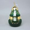 Dose "Pear" round, dark green 28 cm, emanel + gold, Nový Bor glass