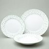 Plate set 12 pcs. for 4 pers. Thun 1794, karlovarský porcelán, Natálie green flowers
