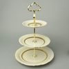 Compartment dish (cake stand) Sonata 3 pcs., h 34 cm, Ivory + gold band, Leander 1907