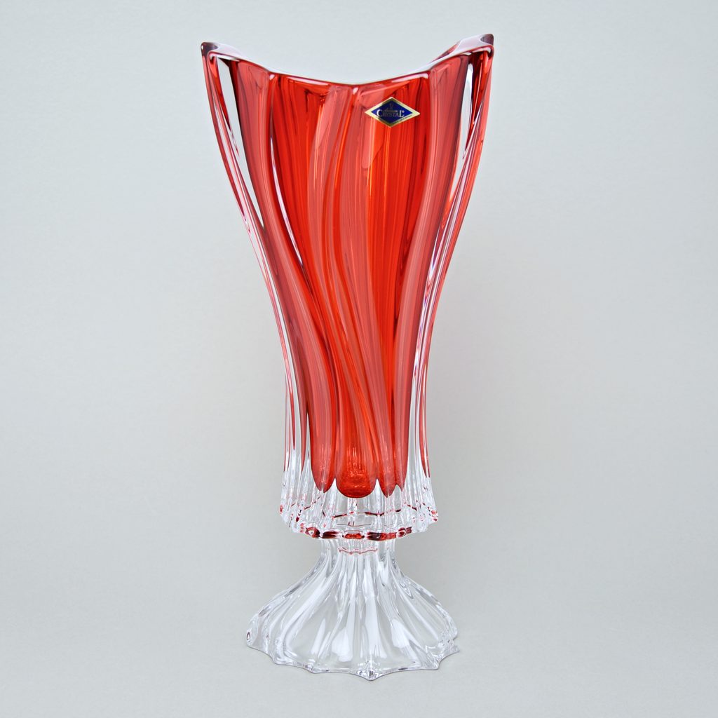 Crystal Vase on Stand - Red, 40 cm, Aurum Crystal - Bohemia Crystalex a  Crystalite Bohemia - Crystal and glass - by Manufacturers or popular decors  - Dumporcelanu.cz - český a evropský porcelán, sklo, příbory
