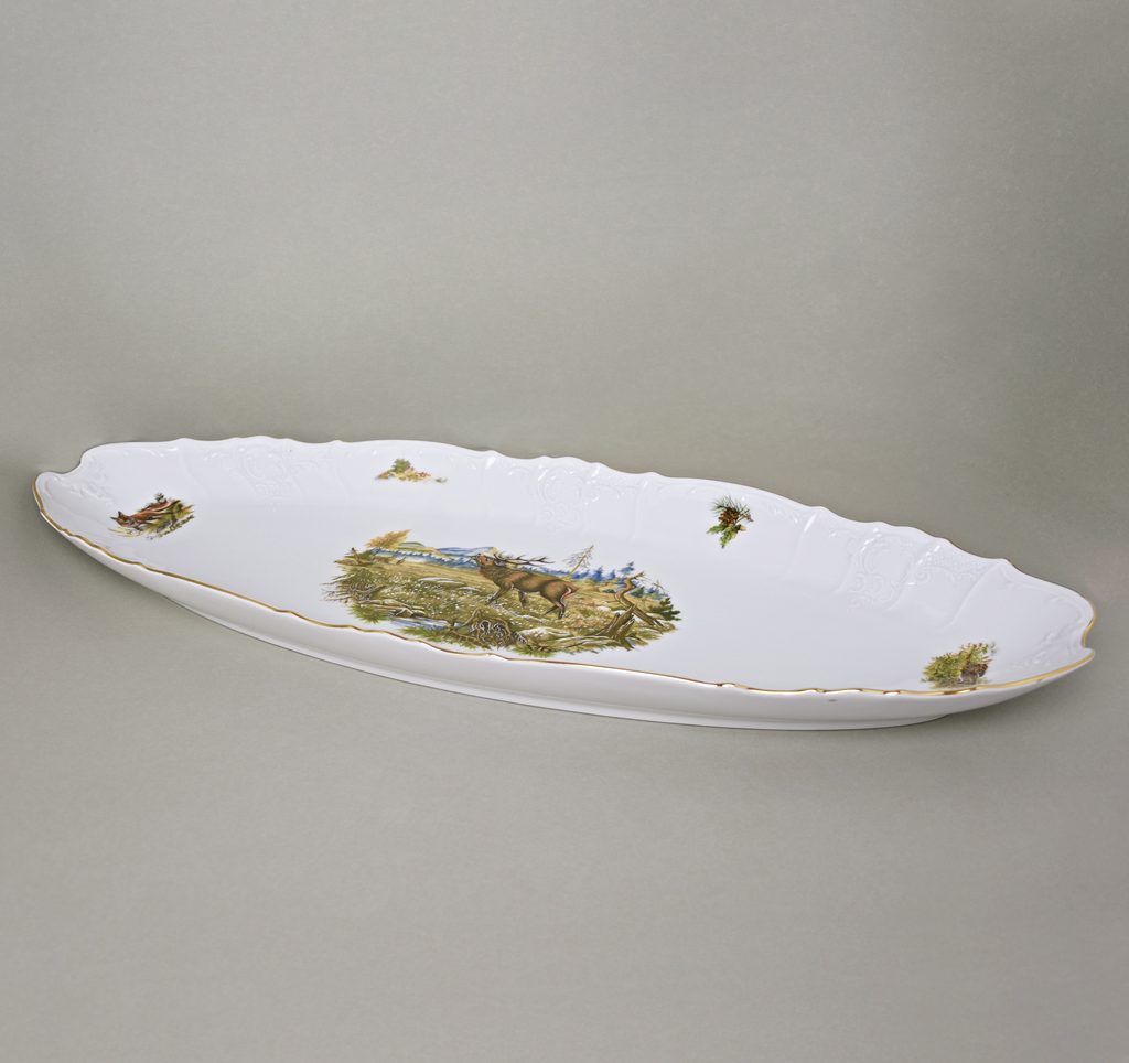 Fish tray 65 cm, Thun 1794 Carlsbad porcelain, BERNADOTTE hunting