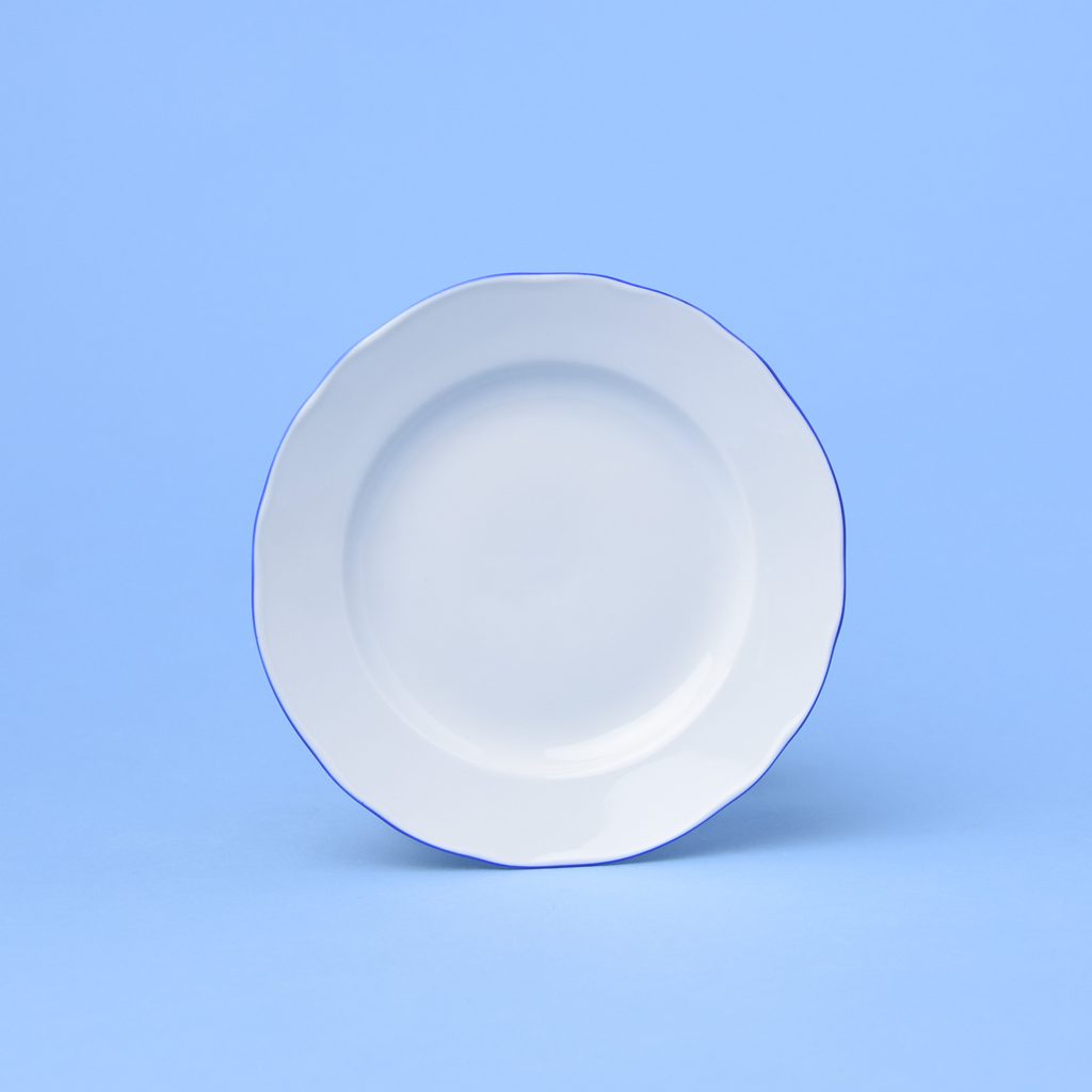 Dessert plate 15 cm, White with blue line, Cesky porcelan a.s. - Cibulák ( Blue Onion pattern) - White porcelain with blue or red line - Cesky  porcelan a.s. Dubi, by Manufacturers or