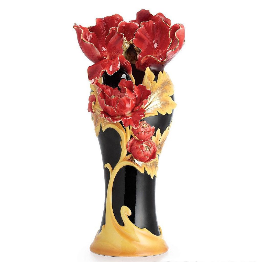 Váza 65 cm, květ pivoňky, porcelán FRANZ - Porcelán FRANZ - Vázy - velké -  Porcelán FRANZ, Podle vzoru a výrobců - Dumporcelanu.cz - český a evropský  porcelán, sklo, příbory
