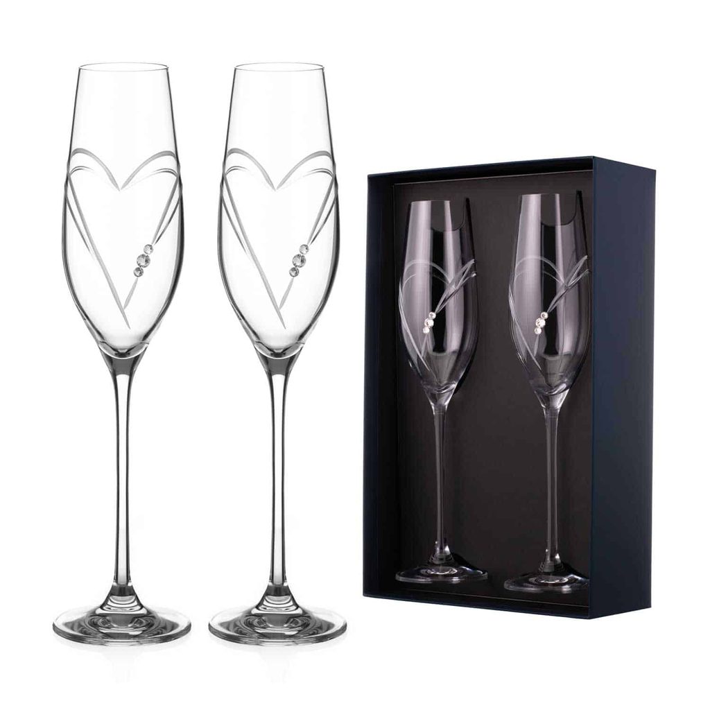 Hearts Champagne Flutes – set of 2 glasses 210 ml, Swarovski Crystals -  Ostatní - Crystal and glass - by Manufacturers or popular decors -  Dumporcelanu.cz - český a evropský porcelán, sklo, příbory