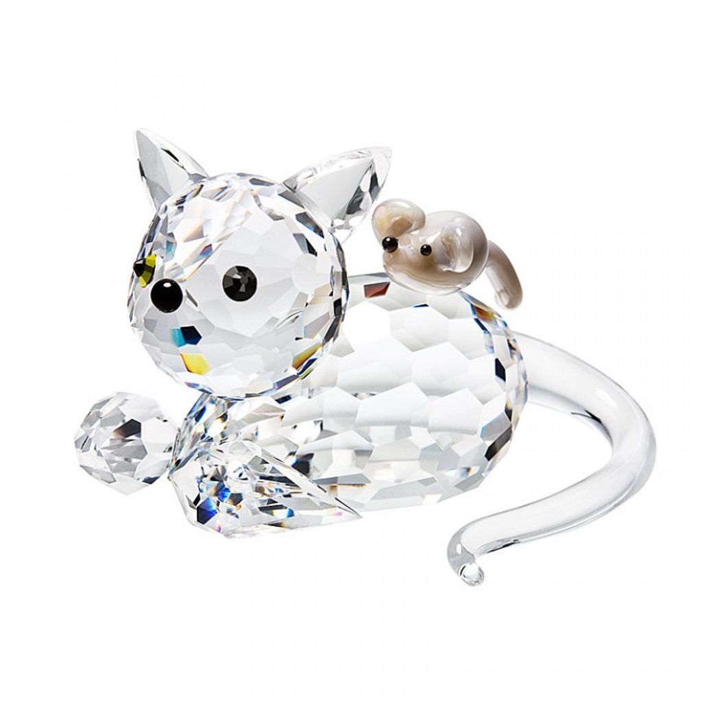 Kočička s myší 35 x 53 mm, Křišťálové dárky a dekorace PRECIOSA -  Křišťálové figurky PRECIOSA - Figurky - Křišťalové dárky, dekorace a šperky  PRECIOSA, Podle vzoru a výrobců - Dumporcelanu.cz -