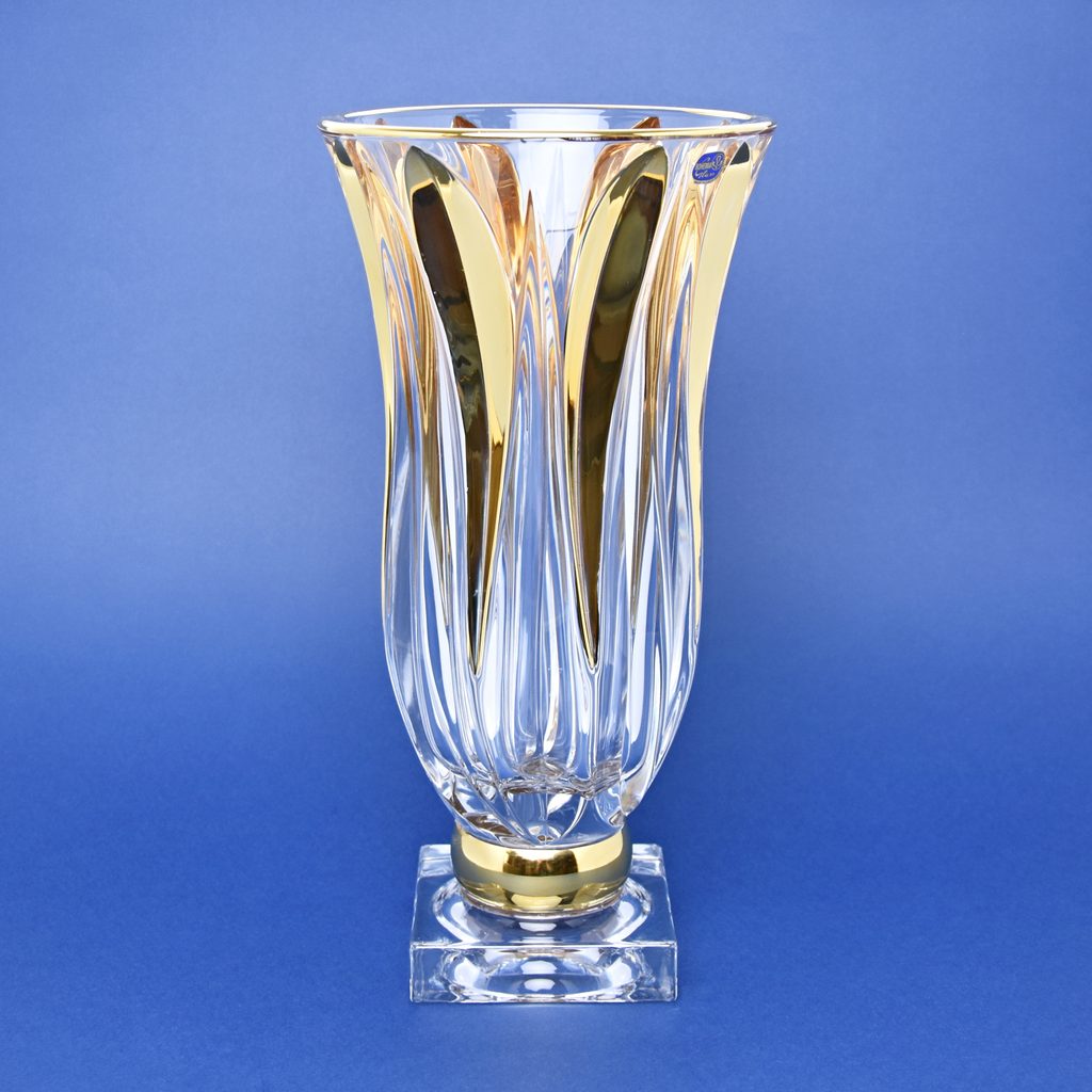Vase FLAME 35 cm on stand (footed), gold, Crystal BOHEMIA - Crystal Bohemia  - Crystal and glass - by Manufacturers or popular decors - Dumporcelanu.cz  - český a evropský porcelán, sklo, příbory