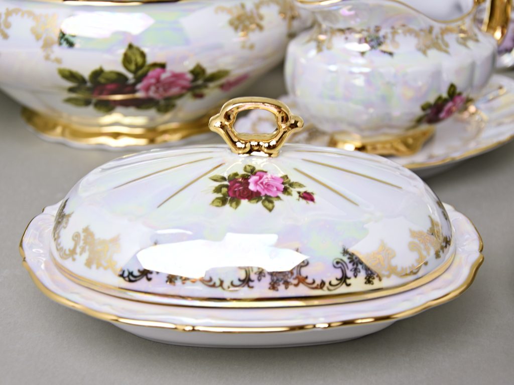 Dining set for 6 pers., Cecily + gold, Frederyka Carlsbad Carlsbad