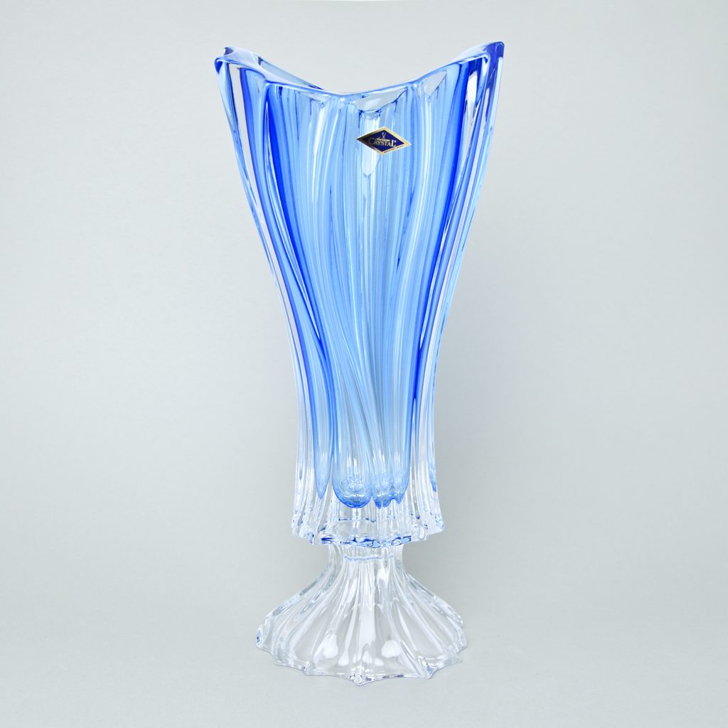 Crystal Vase on Stand - Blue, 40 cm, Aurum Crystal - Bohemia Crystalex a  Crystalite Bohemia - Crystal and glass - by Manufacturers or popular decors  - Dumporcelanu.cz - český a evropský porcelán, sklo, příbory