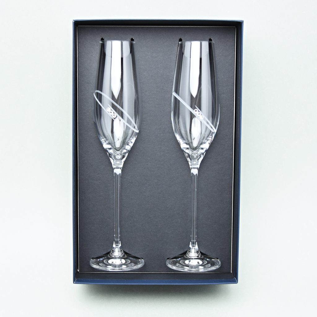 Diamond Ring - Set dvou sklenic na šapmpaňské 210 ml, Swarovski Crystal,  DIAMANTE - Ostatní - KŘIŠŤÁL A SKLO - Podle vzoru a výrobců -  Dumporcelanu.cz - český a evropský porcelán, sklo, příbory