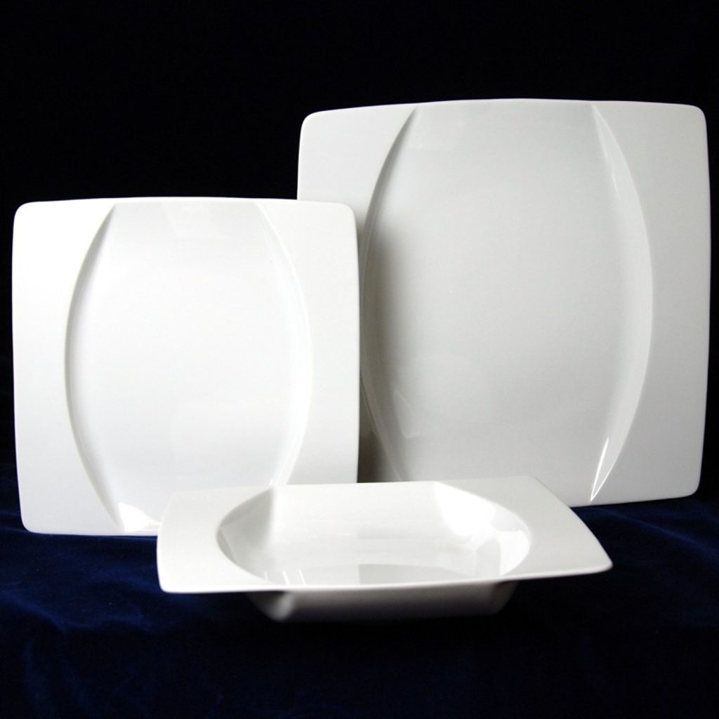 EYE white, Plate set for 6 pers., Thun 1794 Carlsbad porcelain - Thun 1794  - EYE - Thun Carlsbad porcelain, by Manufacturers or popular decors -  Dumporcelanu.cz - český a evropský porcelán, sklo, příbory