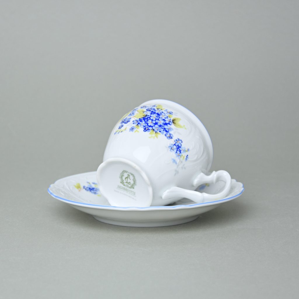 Coffee cup and saucer 220 ml / 16 cm, Thun 1794 Carlsbad porcelain, BERNADOTTE  Forget-me-not-flower - Thun 1794 - BERNADOTTE Forget-me-not flower - Thun  Carlsbad porcelain, by Manufacturers or popular decors 