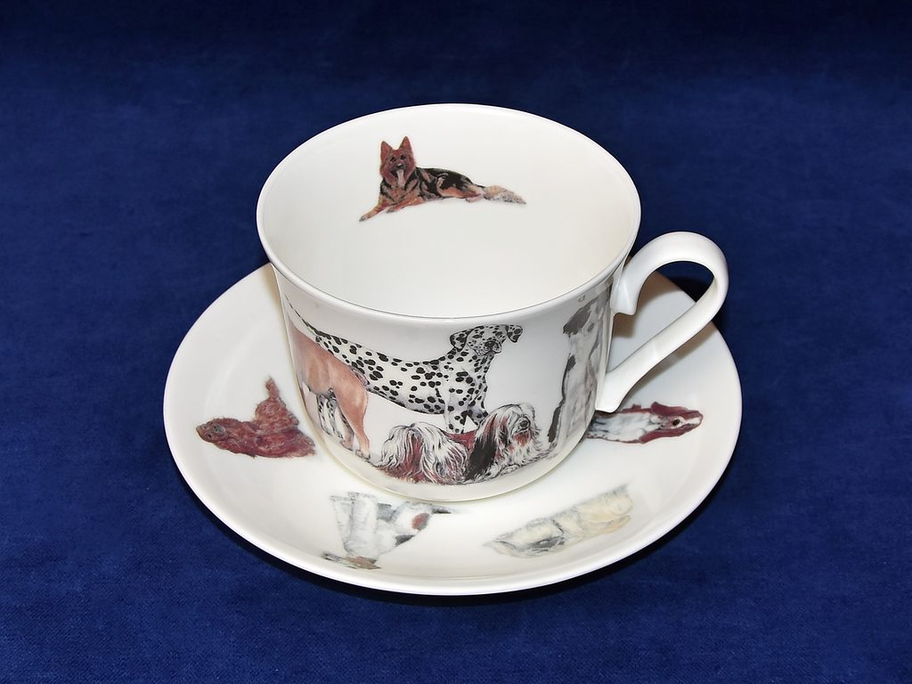 ENGLISH BLUE fine bone china BREAKFAST CUP SAUCER Made  England by ROY KIRKHAM 