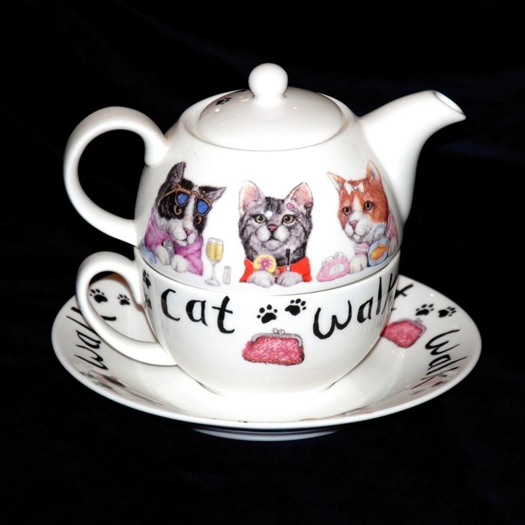 Fashion Cat: Tea for one set, English Fine Bone China, Roy Kirkham -  Anglický porcelán Roy Kirkham - Roy Kirkham fine bone China - by  Manufacturers or popular decors - Dumporcelanu.cz 