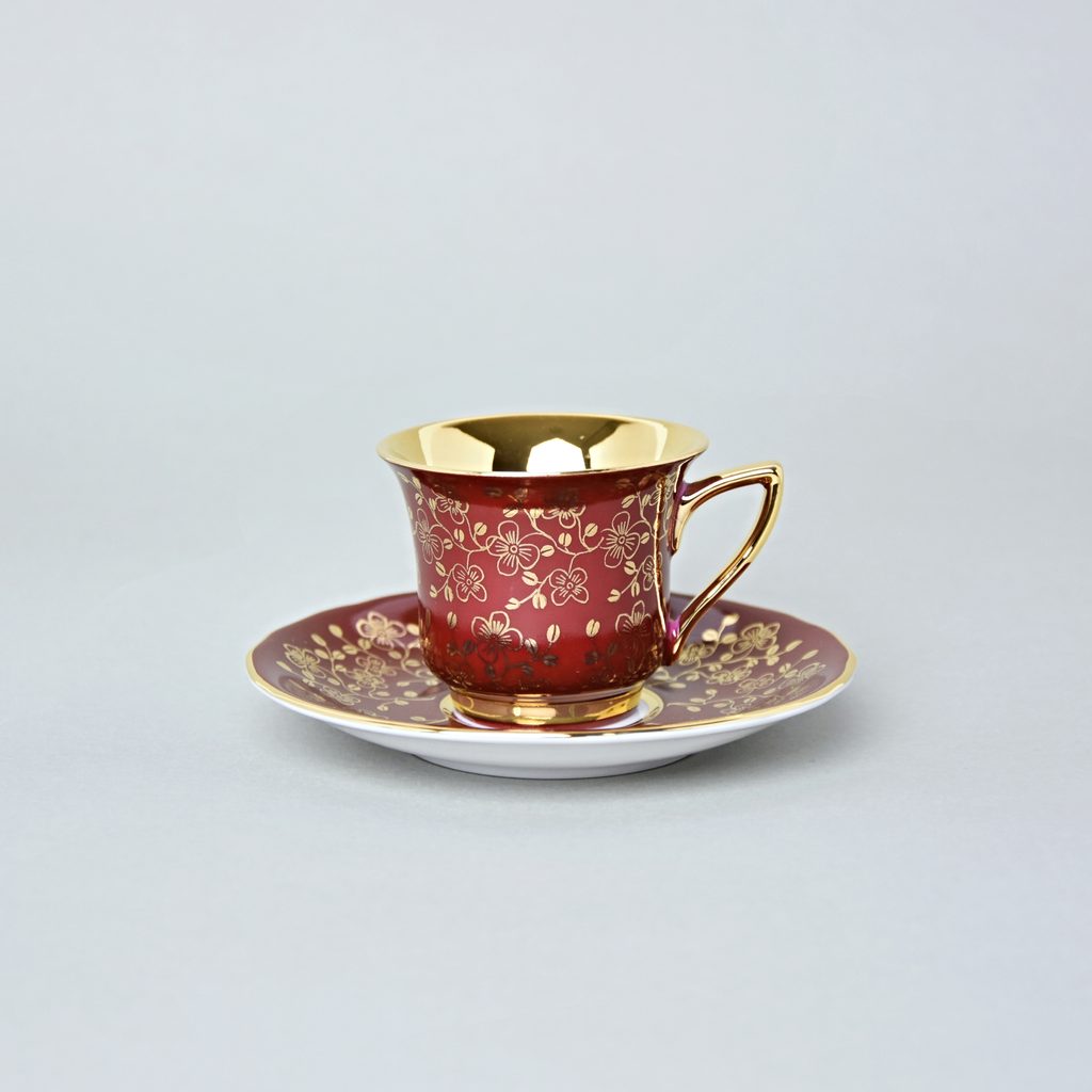 Cup 80 ml and saucer Windsor mocca, Purpur, Leander 1907 - Leander