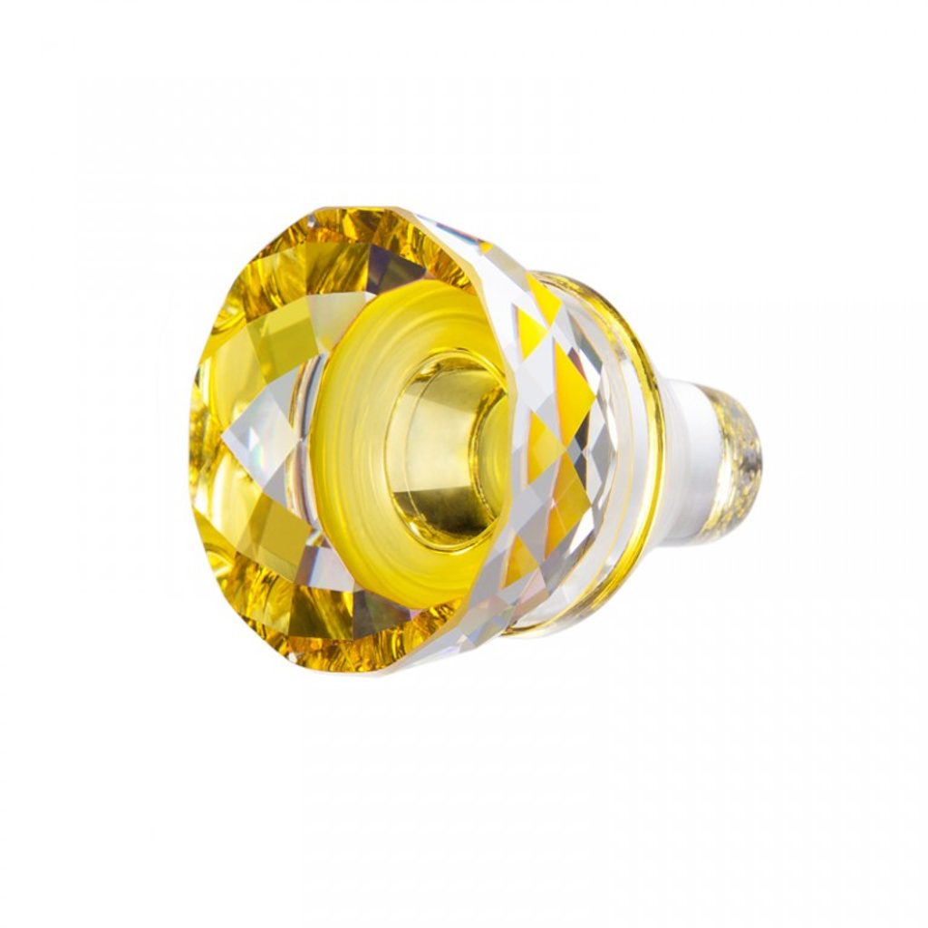 Ledový květ - skleněný špunt na víno (žlutý) 42 x 37 mm, Křišťálové dárky a  dekorace PRECIOSA - Křišťálové figurky PRECIOSA - Sklenice a stolovací  doplňky - Křišťalové dárky, dekorace a šperky
