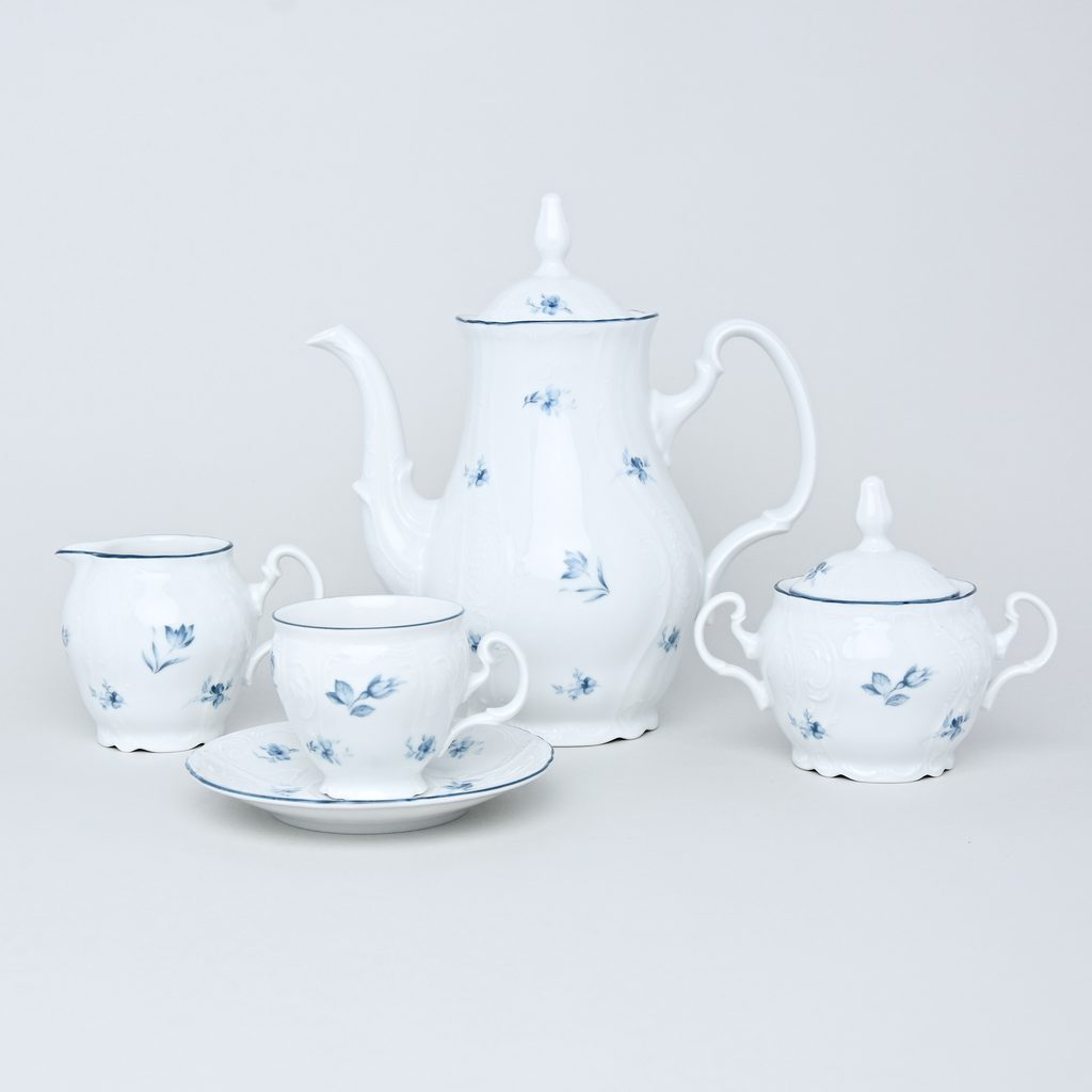 Coffee set for 6 persons, Thun 1794 Carlsbad porcelain - Thun 1794 -  BERNADOTTE blue flower - Thun Carlsbad porcelain, by Manufacturers or  popular decors - Dumporcelanu.cz - český a evropský porcelán, sklo, příbory
