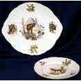 Cake set for 6 persons, Thun 1794 Carlsbad porcelain, BERNADOTTE Hunting