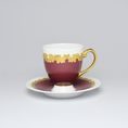Cup and Saucer Luxurious - Purple + Gold, 210 ml, Gold Etching and Hand-painted, Haas a Czjzek Porcelain