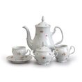 Kávová sada pro 6 osob, Thun 1794, karlovarský porcelán, BERNARDOTTE házenka