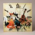 Clock wall 30 x 30 cm Musica romantica, glass, Goebel R. Wachtmeister cats