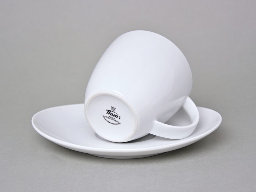 Cup 140 ml plus saucer 140 mm, Thun 1794 Carlsbad porcelain, Loos white -  Thun 1794 - NEW: shape Loos, white and decorated - Thun Carlsbad porcelain,  by Manufacturers or popular decors 