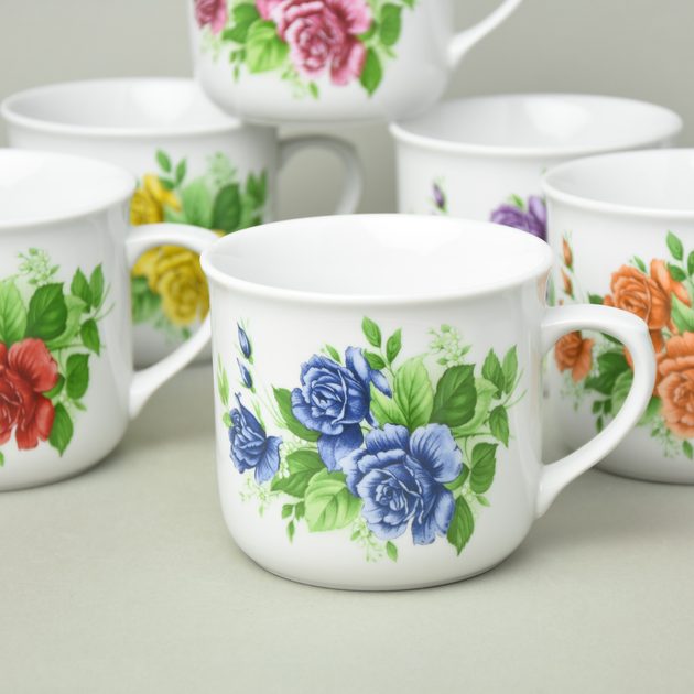 Mug Warmer 0,65 l, Roses, 6 pcs. set, Cesky porcelan a.s. - Český porcelán  a.s. - Mugs, bowls and saucers different decors - Cesky porcelan a.s. Dubi,  by Manufacturers or popular decors 